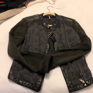 Free people leather trimmed jacket